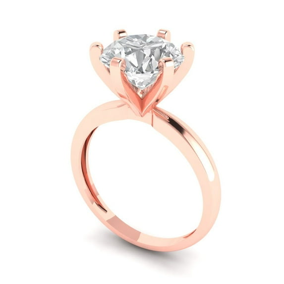 3.0ct round cut clear moissanite 18k rose gold Bridal Wedding Engagement Promise Anniversary Ring for Women size 9.25