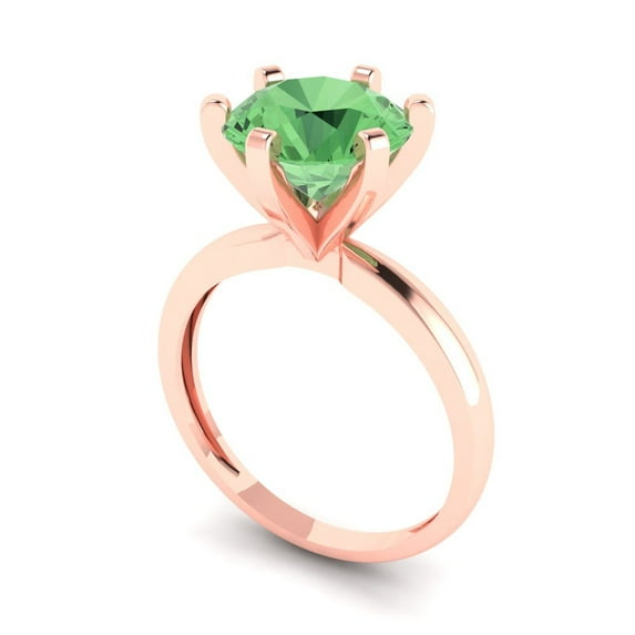 3.0ct round cut green Zircon 18k rose gold Bridal Wedding Engagement Promise Anniversary Ring for Women size 4.5
