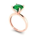 thumbnail image 1 of 3.0ct round cut green emerald 18k rose gold Bridal Wedding Engagement Promise Anniversary Ring for Women size 5, 1 of 7