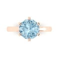 thumbnail image 1 of Clara Pucci 14K Rose Gold Solid Gold SwissBlueTopaz Solitaire Anniversary Ring for Women - 3 cttw Round Cut, 1 of 8