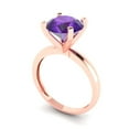 thumbnail image 1 of 3.0ct round cut purple natural amethyst 18k rose gold Bridal Wedding Engagement Promise Anniversary Ring for Women size 11, 1 of 7