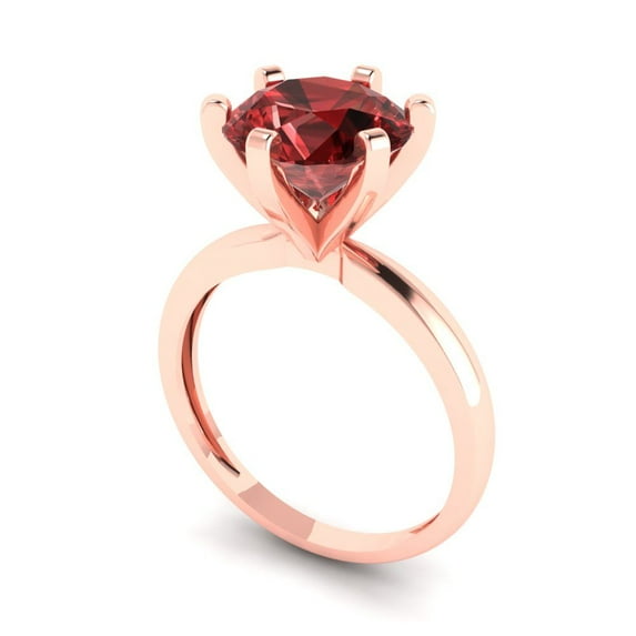 3.0ct round cut red natural garnet 14k rose gold Bridal Wedding Engagement Promise Anniversary Ring for Women size 9