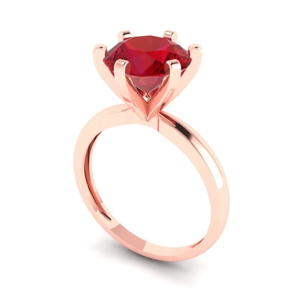 3.0ct round cut red ruby 14k rose gold Bridal Wedding Engagement Promise Anniversary Ring for Women size 7.75