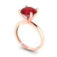 thumbnail image 1 of 3.0ct round cut red ruby 18k rose gold Bridal Wedding Engagement Promise Anniversary Ring for Women size 4.25, 1 of 7