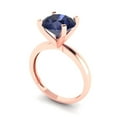 thumbnail image 1 of 3.0ct round cut blue sapphire 18k rose gold Bridal Wedding Engagement Promise Anniversary Ring for Women size 9.25, 1 of 7