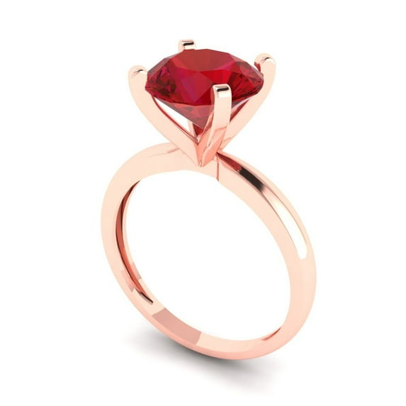 3.0ct round cut tourmaline 18k rose gold Bridal Wedding Engagement Promise Anniversary Ring for Women size 4.25