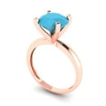thumbnail image 1 of 3.0ct round cut turquoise 14k rose gold Bridal Wedding Engagement Promise Anniversary Ring for Women size 6.75, 1 of 7