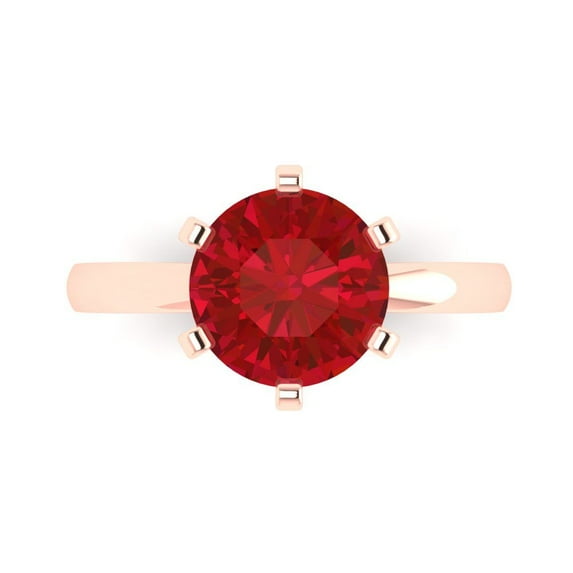 Clara Pucci 14K Rose Gold Solid Gold Tourmaline Solitaire Anniversary Ring for Women - 3 cttw Round Cut