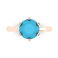 thumbnail image 1 of Clara Pucci 14K Rose Gold Solid Gold Turquoise Solitaire Anniversary Ring for Women - 3 cttw Round Cut, 1 of 8