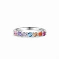 thumbnail image 1 of 3.0mm Round Cut Lab-Created Multi Sapphire And Prong Setting Half Eternity Wedding Band for Women – Perfect Bride Gift in Fine Jewelry, 1 of 6