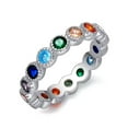 thumbnail image 1 of 3.0mm Round Cut Lab created Multi sapphire full Eternity milgrain bezel Setting Wedding Band ring in 925 sterlinig Silver For him, love And Women Perfect Symbol of Love, 1 of 4