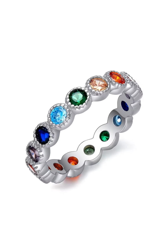 3.0mm Round Cut Lab created Multi sapphire full Eternity milgrain bezel Setting Wedding Band ring in 925 sterlinig Silver For him, love And Women Perfect Symbol of Love