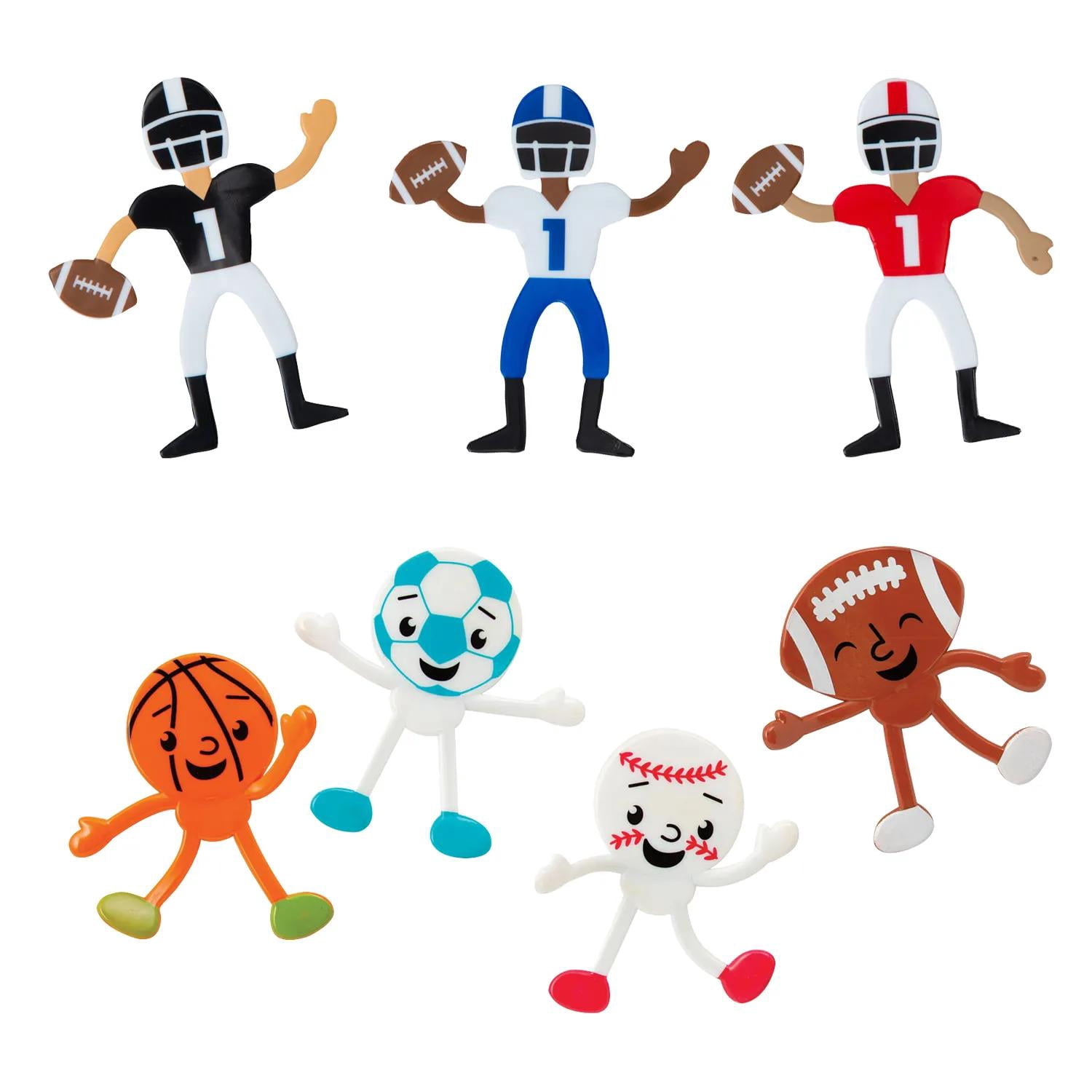 3 1/2" – 4 1/2" Bulk 48 Pc. Football Player & Sports Ball Vinyl Bendable Assortment