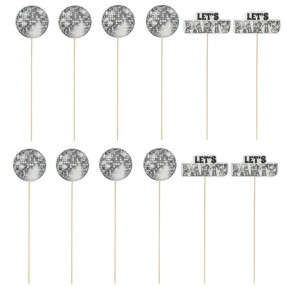 3 1/2" 5" Sweet 16 Party Disco Ball Lets Party Centerpiece Sticks - 12 Piece