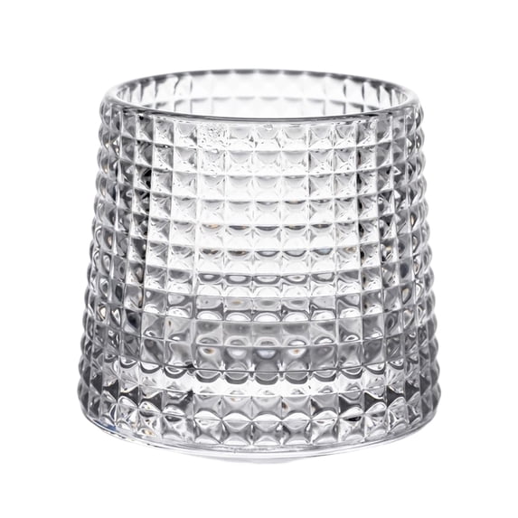 3.1*2.7" 6 Oz Glasses â Clear Ribbed Fashioned Glass & Tealight Votive Candle Holder Set, for Bourbon Drinks, Home Decor, Wedding Centerpiece, Party Dinner