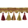 thumbnail image 1 of 3 1/2" (8.5cm) Veranda Collection Elegant Scalloped Tassel Fringe Trim # VTF035,, Beige Harvest Red #VNT21 (Dark Red, Light Red, Dark Beige) Sold By The Yard (36"/3 ft/0.9m), 1 of 1