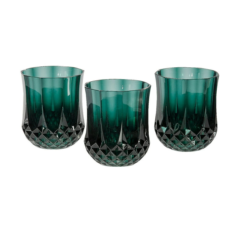 3 1/2" 8 oz. Green Stemless Patterned Plastic Wine Glasses - 12 Count -  Walmart.com