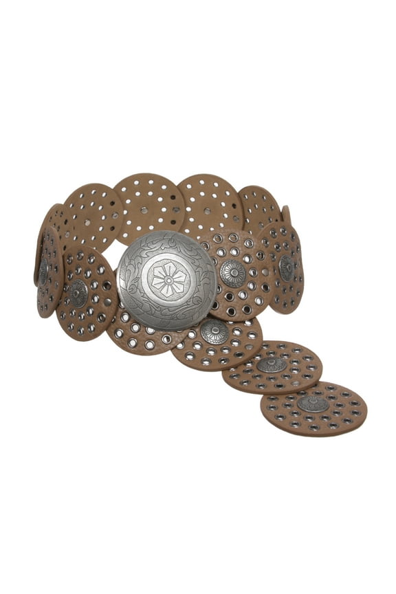 3 1/2" (90 mm) Wide Ladies Wide Boho Disc Concho Leather Belt