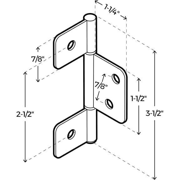 3-1/2" Brass 3-Leaf Flag Hinges - Pack of 20 - Non-Mortise Hinges for Bi-Fold, Shutter and Cabinet Doors in Mobile Homes, Campers, Trailers - Furniture Hardware - NH8-SB (10)
