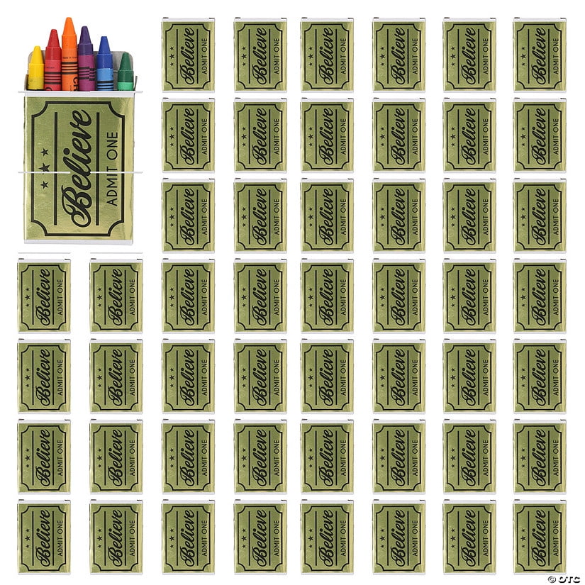 3 1/2" Bulk 105 Pieces 6-Color Crayon Boxes with Believe Golden Ticket Stickers for 48