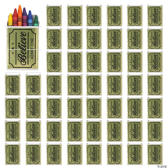 3 1/2" Bulk 105 Pieces 6-Color Crayon Boxes with Believe Golden Ticket Stickers for 48