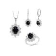 thumbnail image 1 of 3 1/2 Carat T.G.W. Sapphire And Black & White Diamond Accent Sterling Silver 3-Piece Jewelry set, 1 of 7