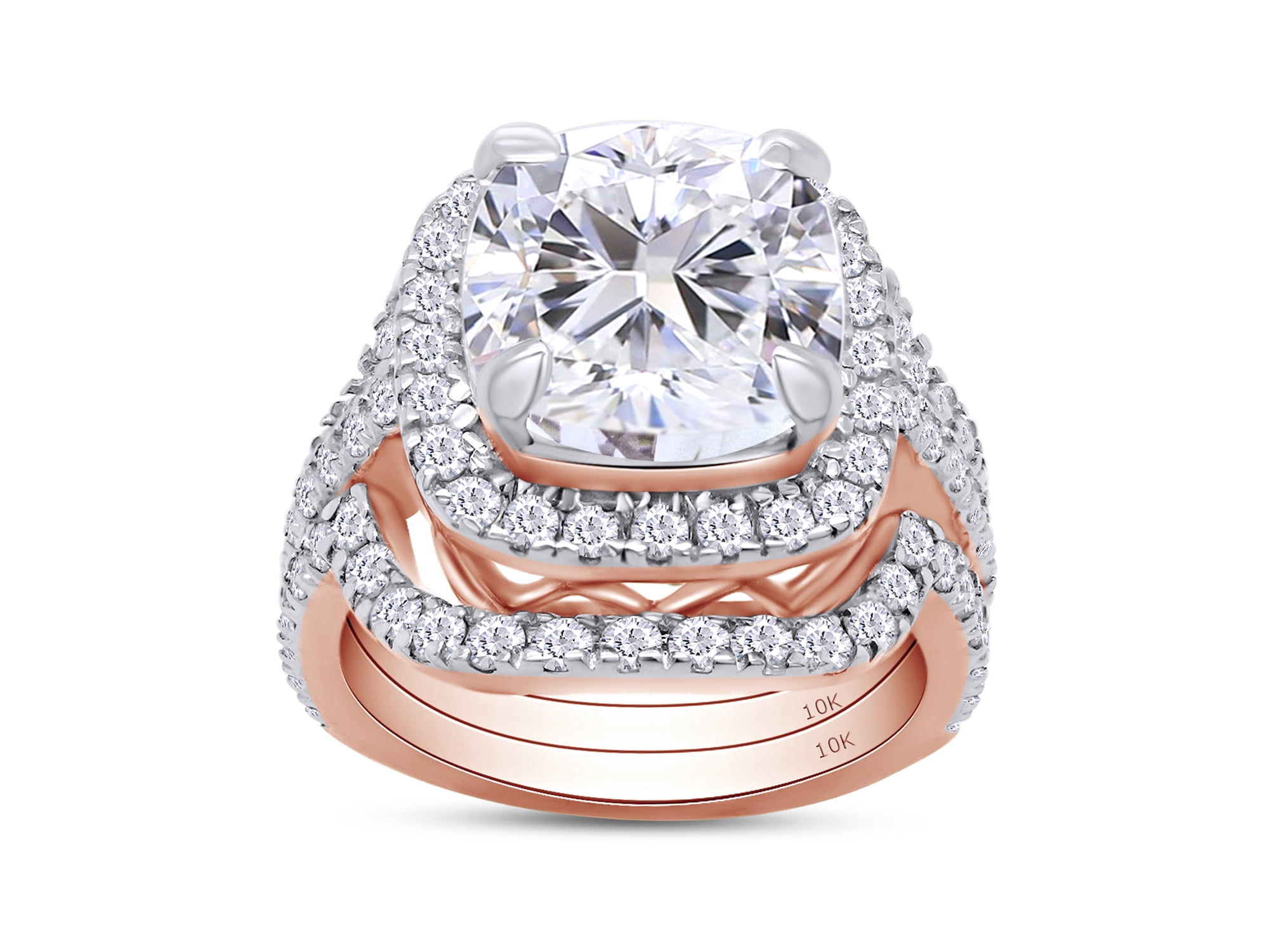 2.03 ct Elongated Cushion Cut Lab Grown Diamond Halo Engagement Ring 10K Gold