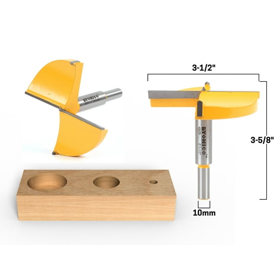 3-1/2" Diameter Carbide Forstner Drill Bit - 10mm Shank - Yonico 43073C