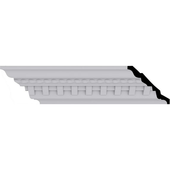 3 1/2"H x 3 7/8"P x 5 1/8"F x 94 1/2"L, (1 3/8" Repeat), Bulwark Dentil and Rope Crown Moulding
