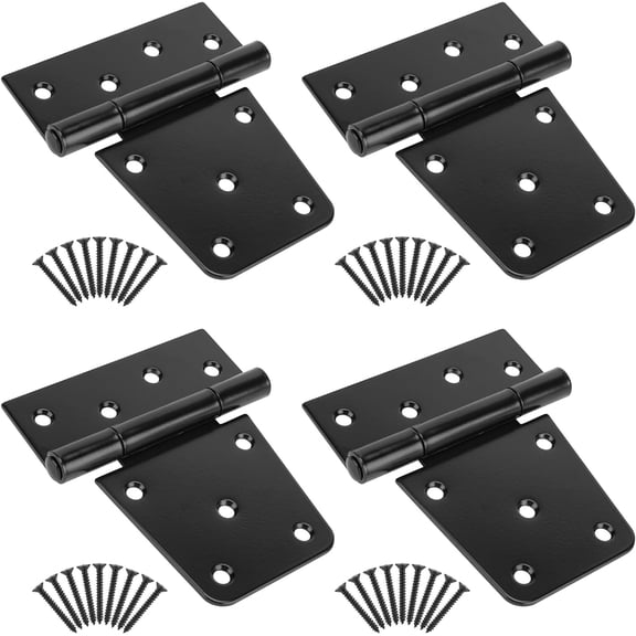 3-1/2" Heavy Duty Gate Hinges, Black Iron Door Hinges with Screws, Durable Gate Strap Hinges for Wooden Fences Gate Shed Barn Door, 4pcs