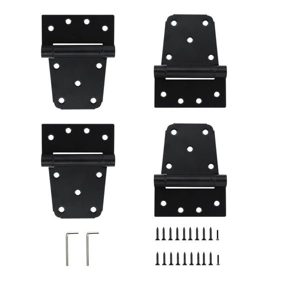 3-1/2 Inch Heavy Duty Steel Self-Closing Gate Hinges, 4-Pack Black