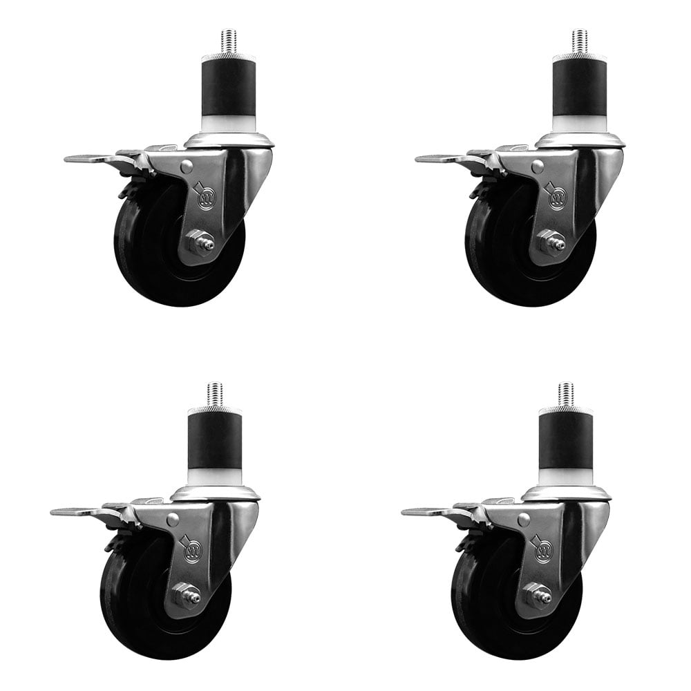 3-1/2 Inch Phenolic Swivel 1-7/8 Inch Expanding Stem Caster Set Total ...