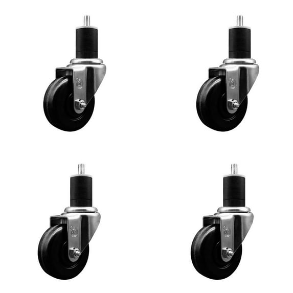 3-1/2 Inch Phenolic Wheel Swivel 1-3/4 Inch Expanding Stem Caster Set SCC