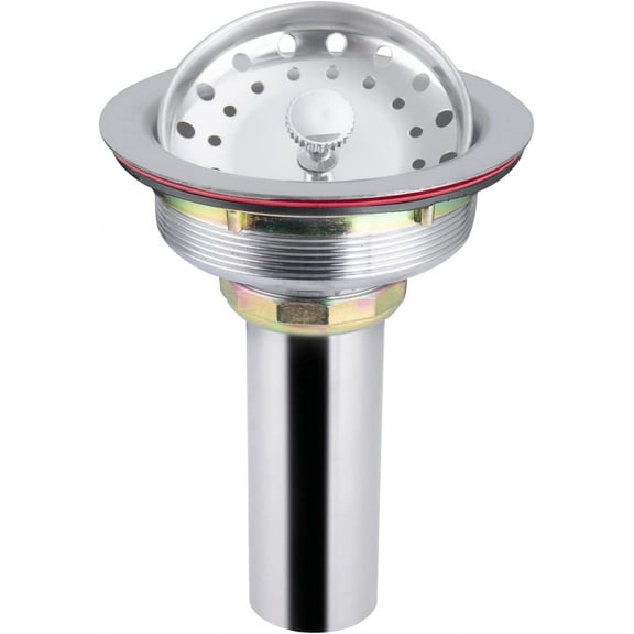 3-1/2 Kitchen Sink Drain Assembly with Strainer Basket/Drain Stopper Replace, Sink Strainer Drain, Steel Strainer Basket and Drain Stopper Replacement for Standard Kitchen Sink.