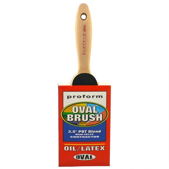 3-1/2" Proform Technologies CO3.5S 70/30 Blend Angled Cut Sash Paint Brush, Oval Handle