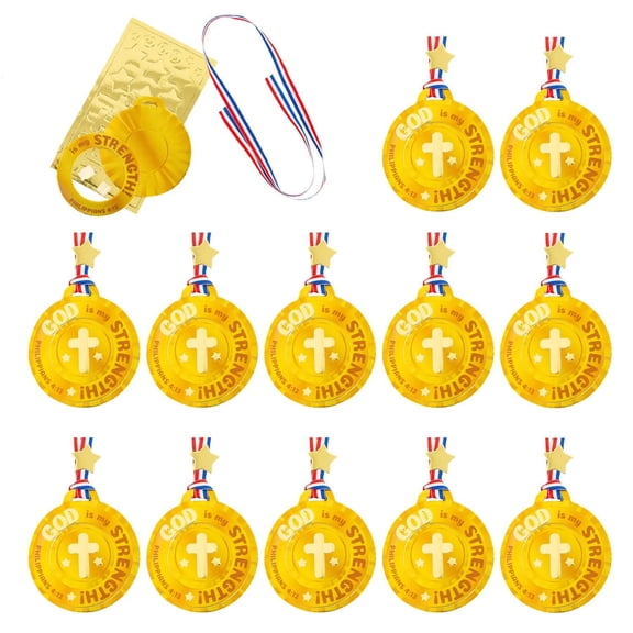 3 1/2" Snowbound Slope VBS God is my Strength Medal Craft Kit - Makes 12