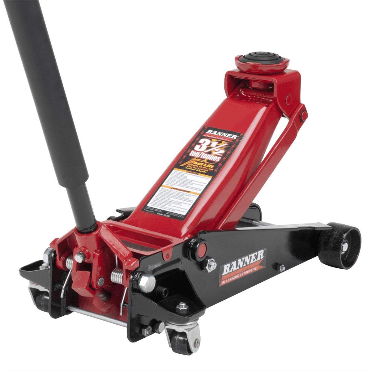 Black and Red Heavy-Duty Steel 3.5 Ton Hydraulic Service Jack