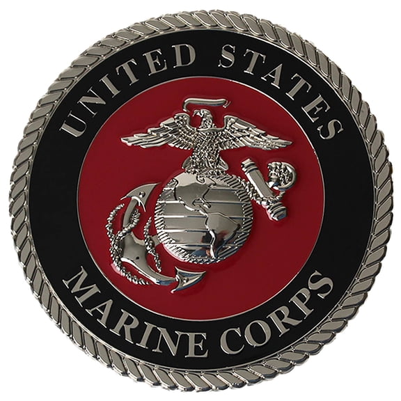 3 1/2" USMC Medallion Colored Metal Car Emblem - Officially Licensed