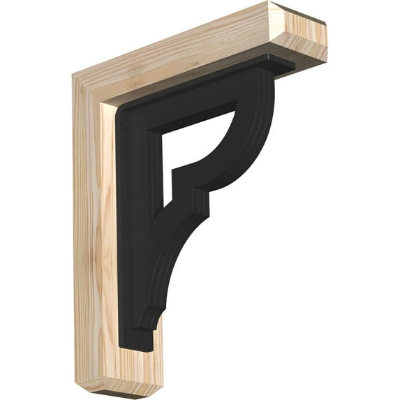 3 1/2"W x 14"D x 16"H Bradford Craftsman Ironcrest Smooth Bracket, Douglas Fir (2"W x 10"D x 12"H Iron Bracket)