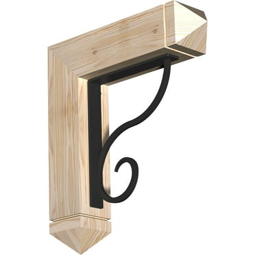 3 1/2"W x 18"D x 20"H Ashford Arts & Crafts Ironcrest Smooth Bracket, Douglas Fir (1 1/2"W x 10"D x 12"H Iron Bracket)