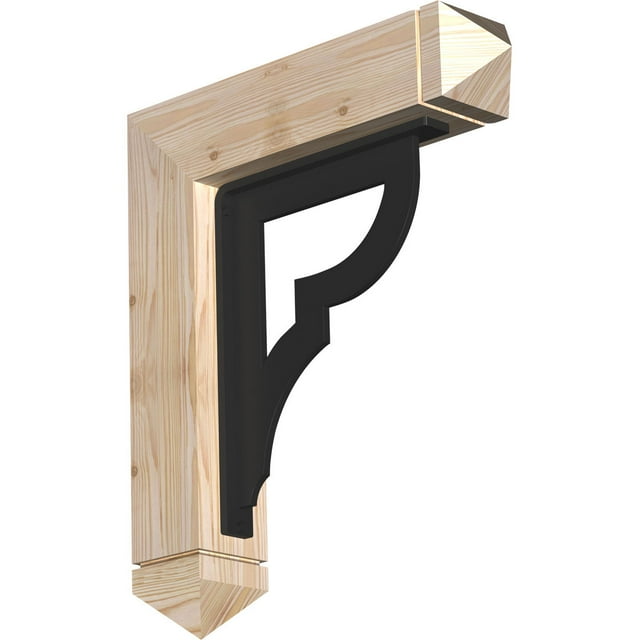 3 1/2"W x 20"D x 23"H Bradford Arts & Crafts Ironcrest Smooth Bracket, Douglas Fir (1 1/2"W x 12"D x 15"H Iron Bracket)