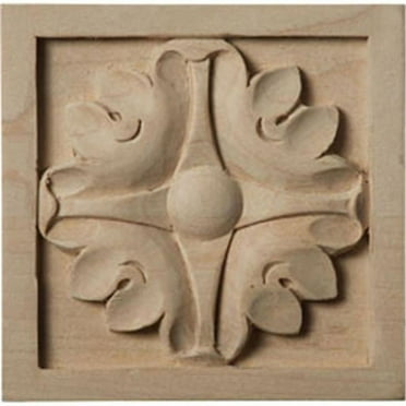 3 1/2"W x 3 1/2"H x 3/4"P Medium Edinburgh Square Rosette, Alder