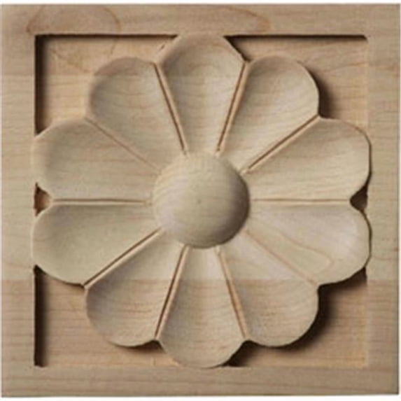 3 1/2"W x 3 1/2"H x 3/4"P Medium Medway Square Rosette, Alder