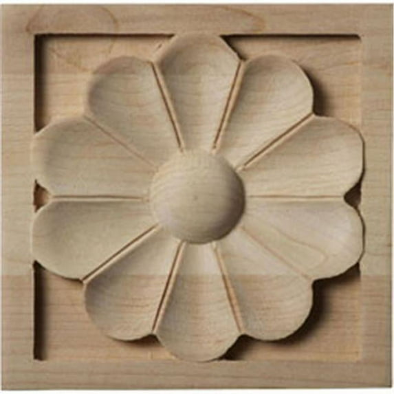 3 1/2"W x 3 1/2"H x 3/4"P Medium Medway Square Rosette, Cherry