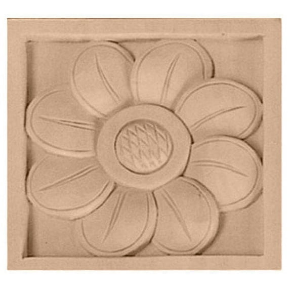 3 1/2"W x 3 1/2"H x 3/4"P Medium Sunflower Square Rosette, Cherry