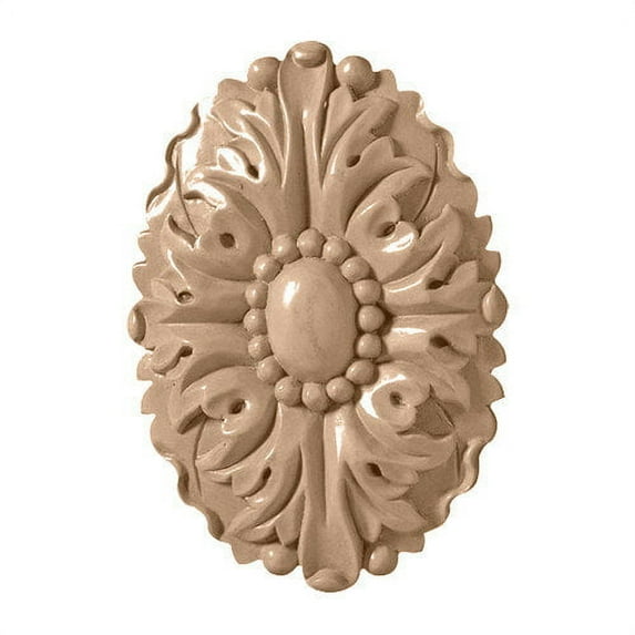 3 1/2"W x 4 7/8"H x 1"P Ashford Oval Rosette, Rubberwood