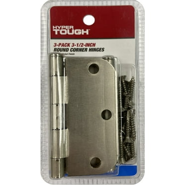 3-1/2 in. Round Corner Hinge, Steel, Satin Nickel, 3pk