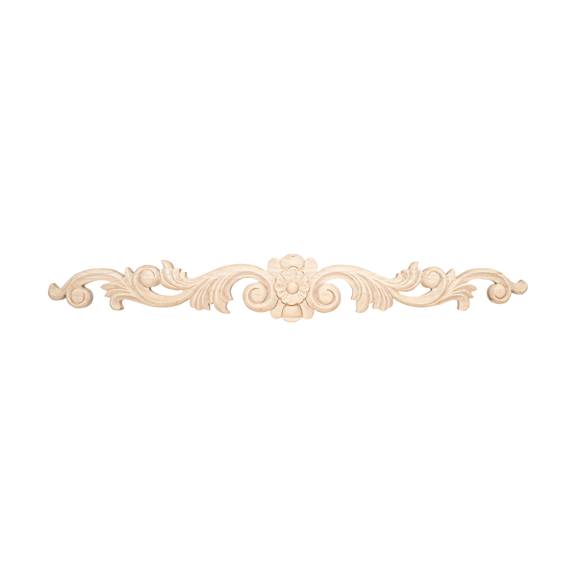Unfinished Hand Carved Maple Wood Acanthus Floral Onlay