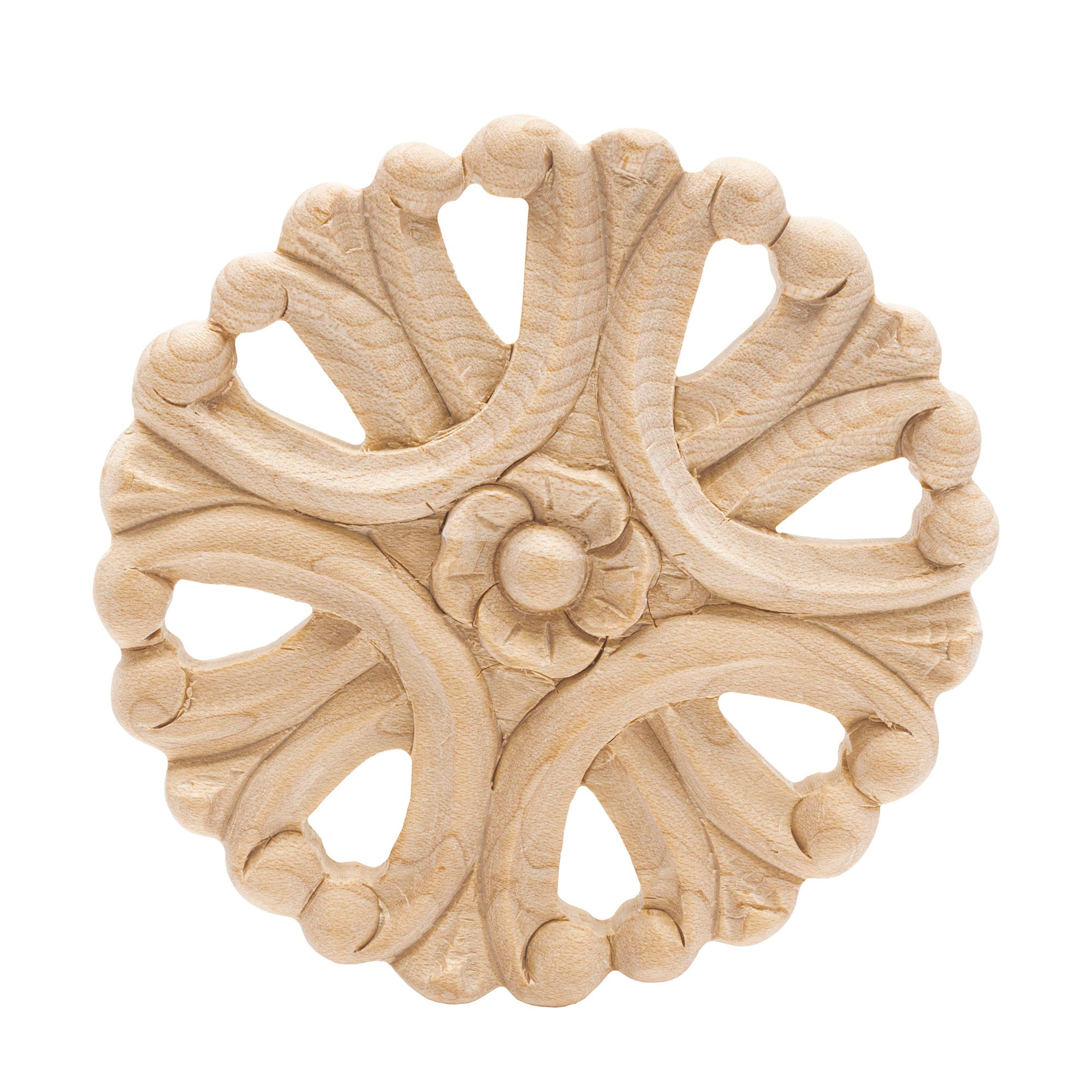 Small Hand Carved Maple Decorative Rosette Applique