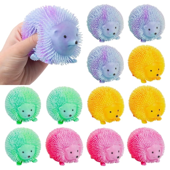 3 1/2" x 2 1/2" Bright Color Hedgehog Puffer Characters  12 Pc.